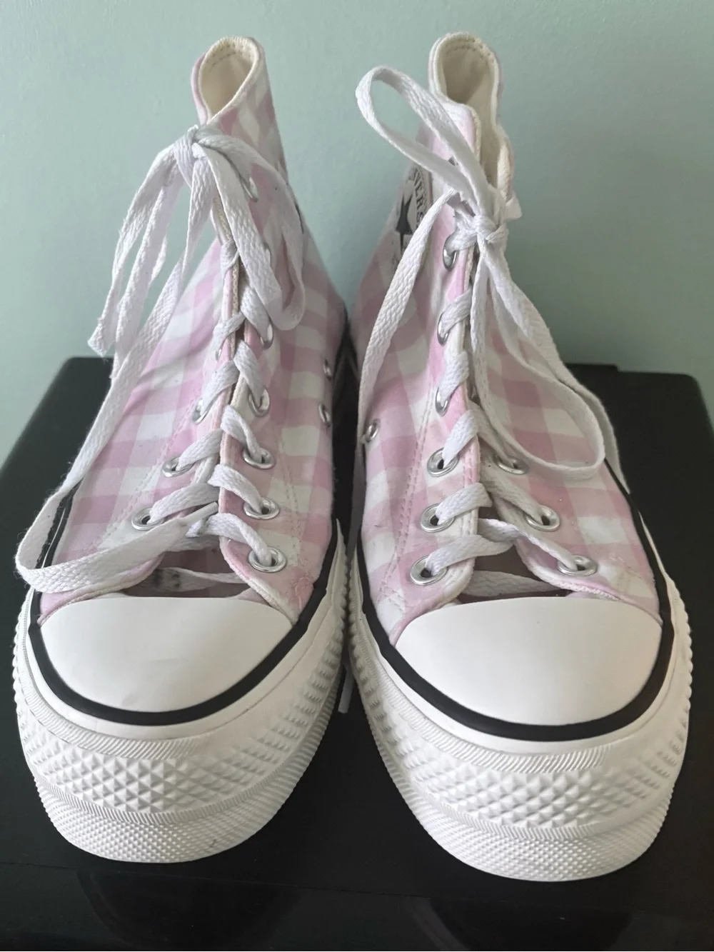 Converse Pink Gingham Chuck Taylor All Star High-Top Sneakers - Picture 3 of 6